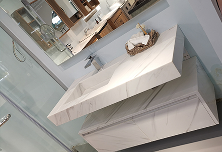 Bathroom vanity with integrated basin