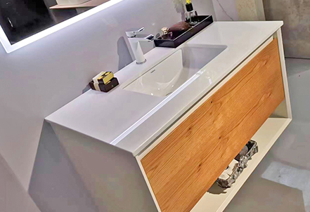 Washbasin with cabinet compartments